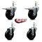 Service Caster 4 Hard Rubber Swivel 7/16'' Grip Ring Stem Caster Set 2 Total Lock Brakes, 4PK SCC-GRTTL20S414-HRS-716138-2-S-2 - alternate 2